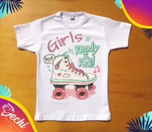 remera nena niña chicas Patin Blanco