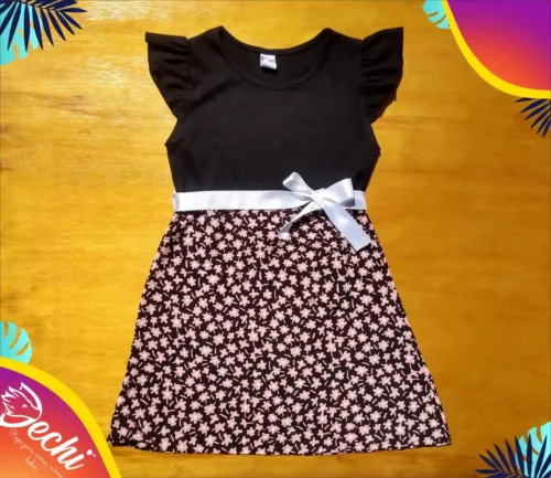 Vestido Negro Florcitas