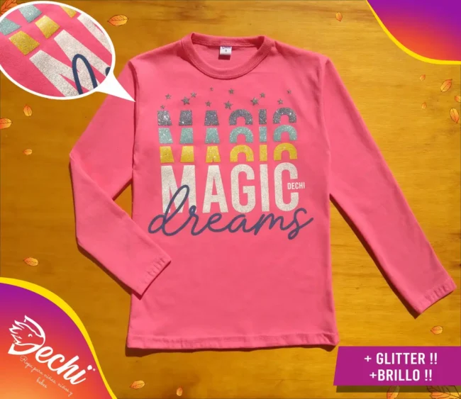 Ropa para niña remera nena Magic Rosa chicle fabrica mayorista