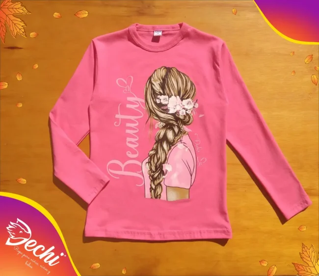 Ropa para niña remera nena chica con trenza rosa fabrica mayorista