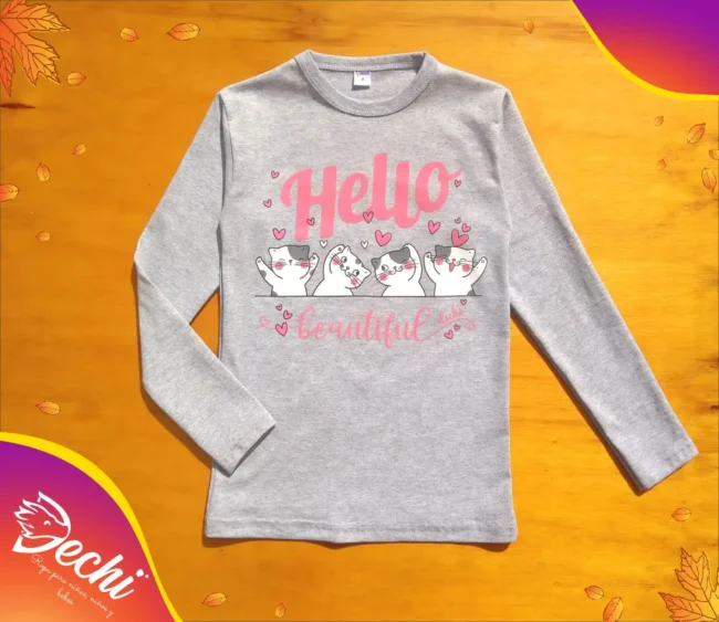 Ropa para niña remera nena gatitos gris fabrica mayorista