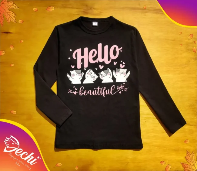 Ropa para niña remera nena gatitos negro fabrica mayorista 2