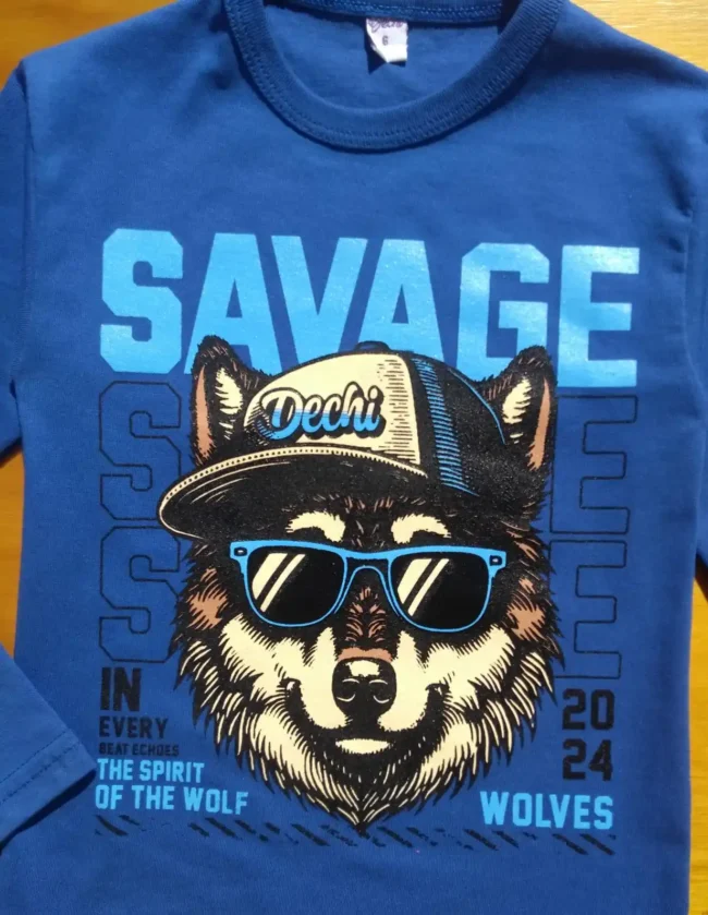 Ropa para niño remera nene lobo azul fabrica mayorista estampa