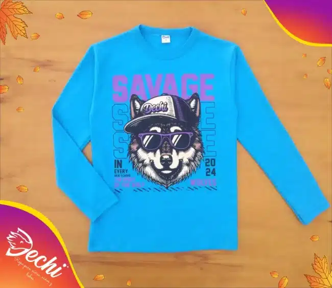 Ropa para niños y niñas remera de nene manga larga azul perro savage