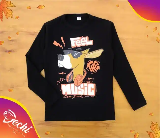 Ropa para niños y niñas remera de nene manga larga negr canguro musica