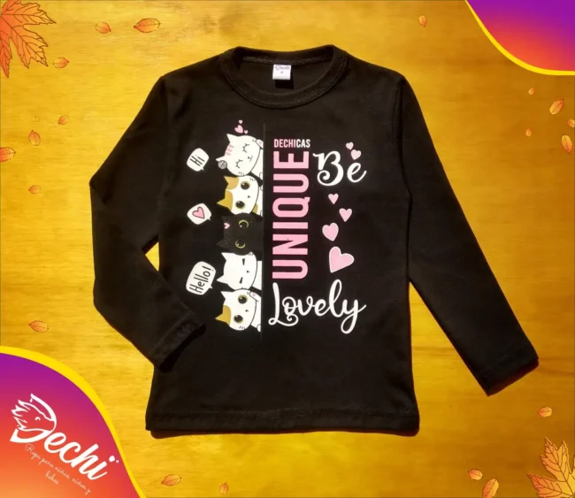 Ropa para bebe remera niña gatitos negro fabrica mayorista