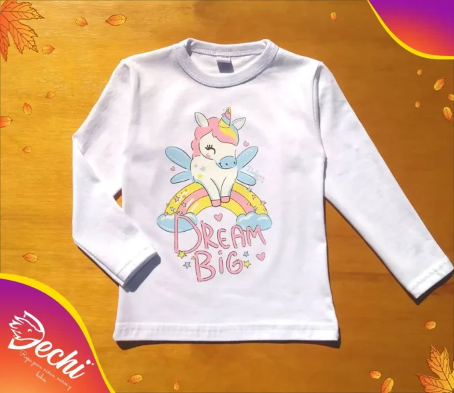 Ropa para bebe remera niña unicornio blanco fabrica mayorista