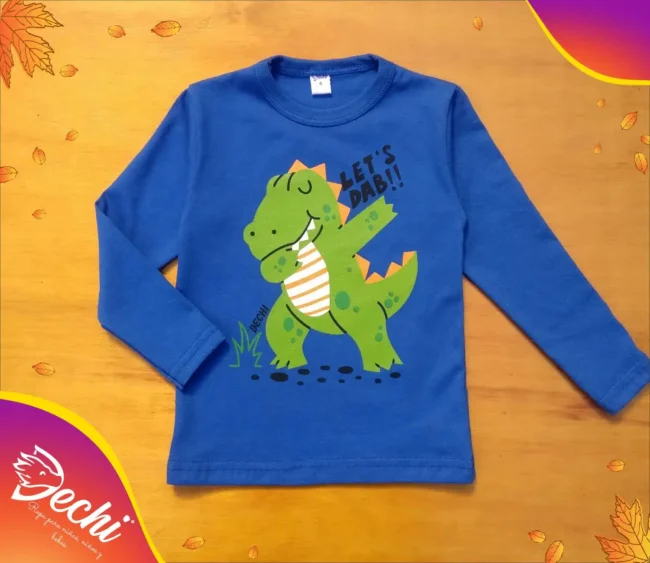 Ropa para bebe remera niño dinosaurio azul fabrica mayorista