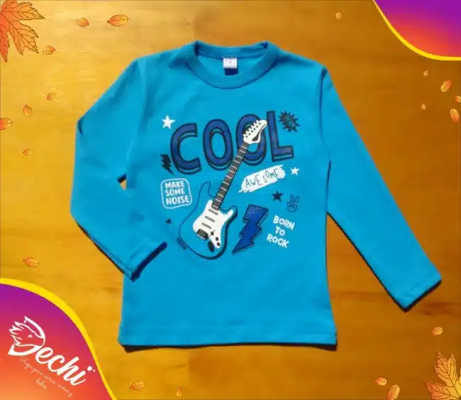 Ropa para bebe remera niño guitarra azul claro mayorista