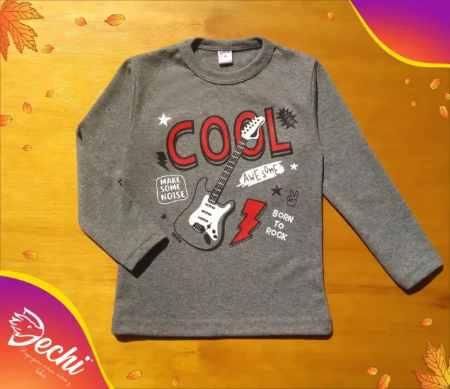 Ropa para bebe remera niño guitarra gris melange fabrica mayorista