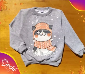 ropa para niñas nena buzo gatito winter glitter gris melange invierno 2024 Fabrica mayorista