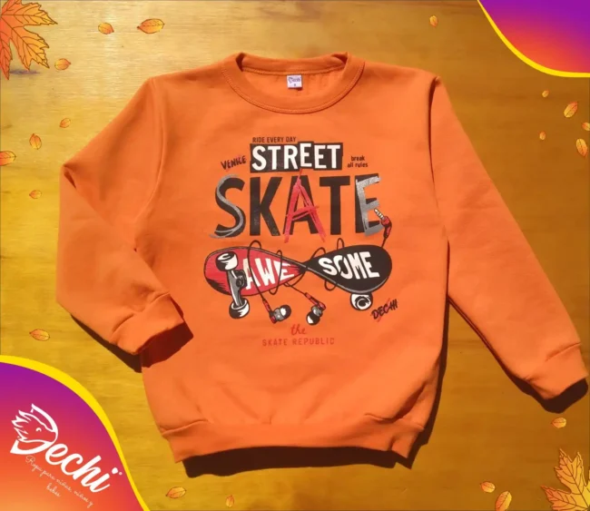 ropa para niños nene buzo skate awesome naranja invierno 2024 Fabrica mayorista