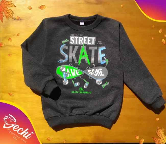 ropa para niños nene buzo skate awesome negro gaspeado invierno 2024 Fabrica mayorista