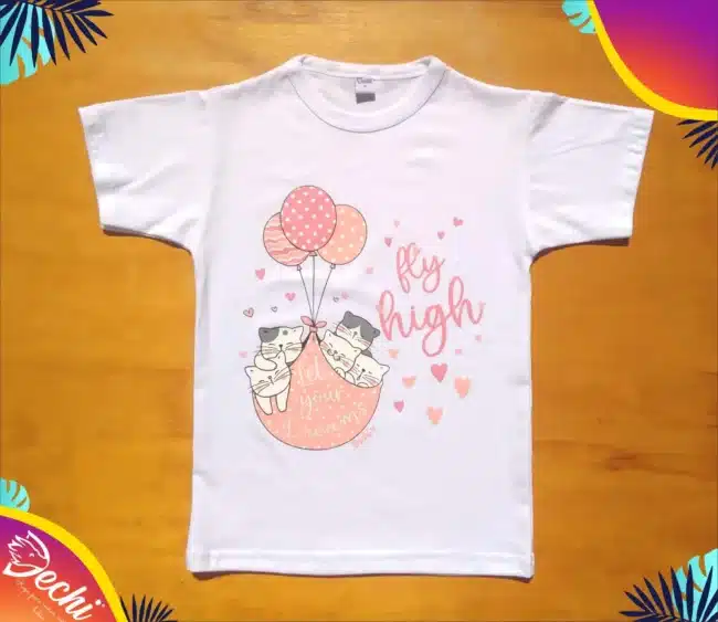 fabrica mayorista Remera gatitos globos blanco ropa para niños y niñas