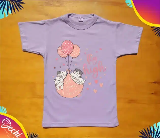 fabrica mayorista Remera gatitos globos lila ropa para niños y niñas