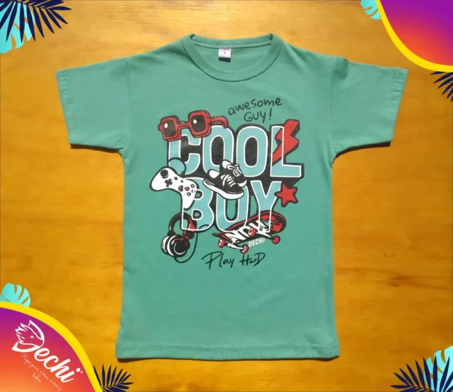 fabrica mayorista Remera skate cool boy verde ropa para niños