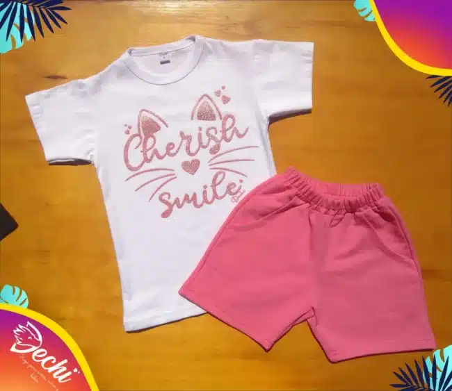 bermuda rustico niña chicas rosa chicle conjunto