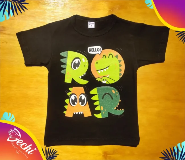 remera de bebe por mayor dinosaurio roar negro fabrica mayorista con envíos