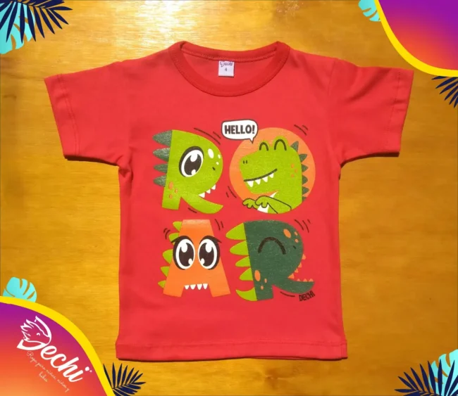 remera de bebe por mayor dinosaurio roar rojo fabrica mayorista con envíos