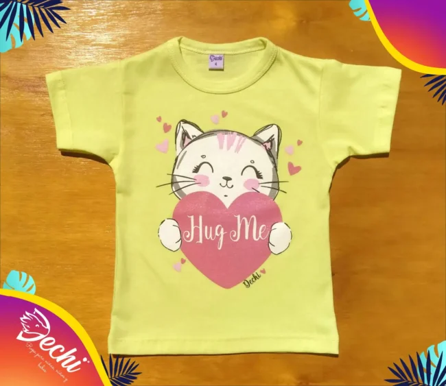 remera de bebe por mayor gatita corazon amarillo fabrica mayorista con envíos