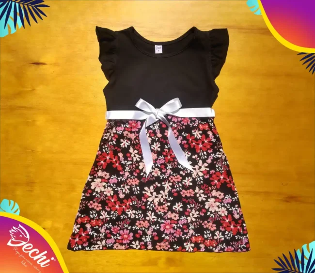 vestido negro con flores Ropa para niñas chicas fabrica mayorista