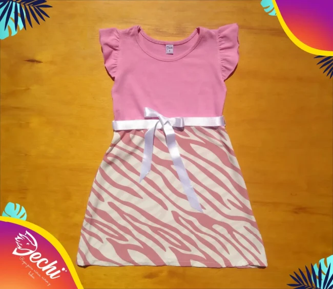 vestido rosa zebra ropa para niñas mayorista 2