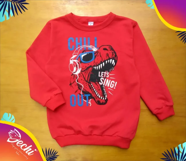 Buzo rustico verano dinosaurio rojo Fabrica mayorista ropa para niños niñas y bebes