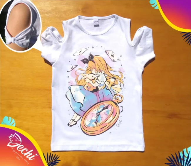 fabrica mayorista Remera alicia blanco ropa para niños y niñas