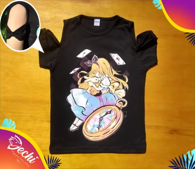 fabrica mayorista Remera alicia negro ropa para niños y niñas