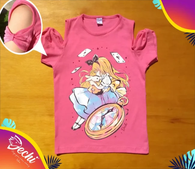 fabrica mayorista Remera alicia rosa ropa para niños y niñas