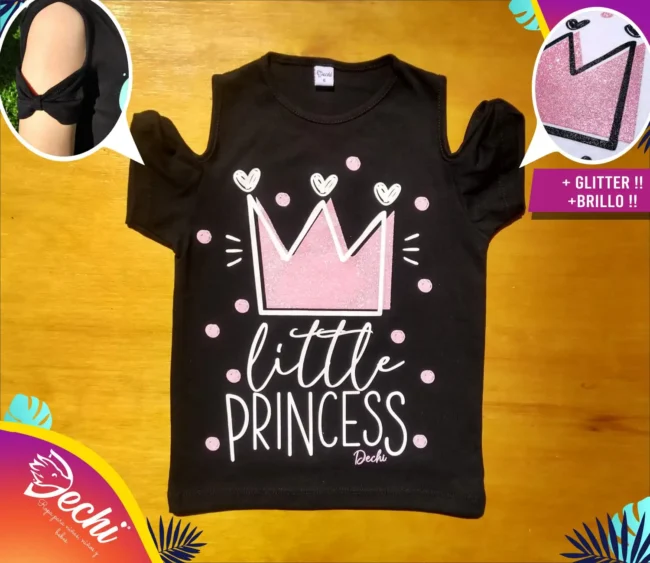 fabrica mayorista Remera corona negro ropa para niños y niñas