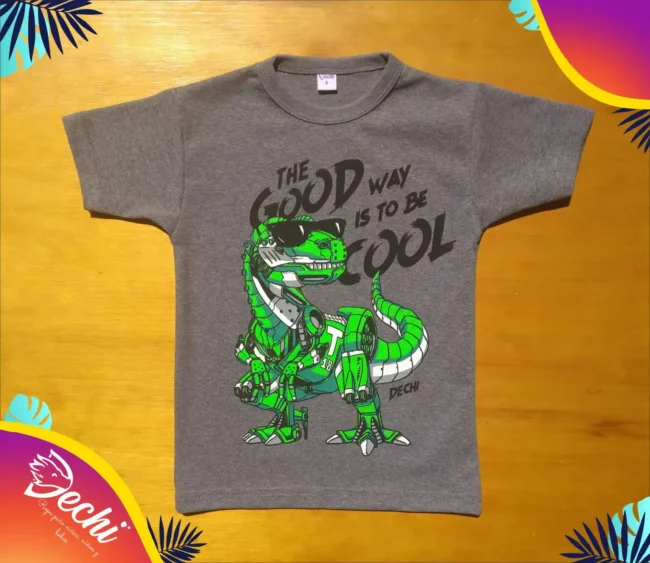 fabrica mayorista Remera dino robot gris ropa para niños