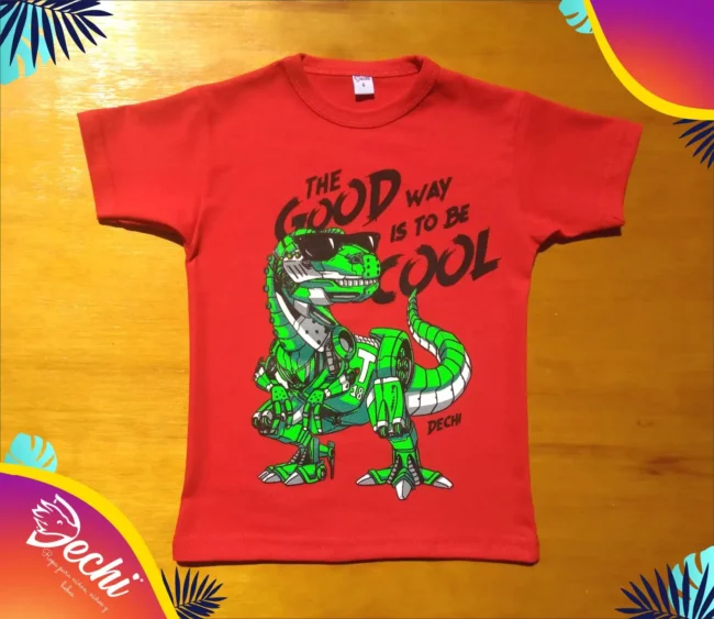 fabrica mayorista Remera dino robot rojo ropa para niños