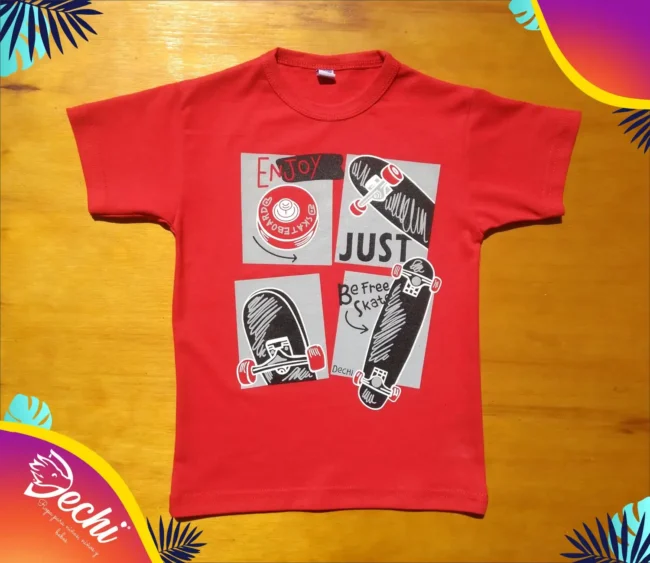 fabrica mayorista Remera skate rojo ropa para niños