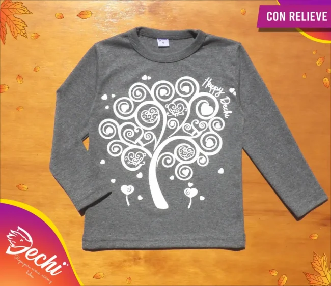 Ropa para bebe remera niña arbol gris fabrica mayorista