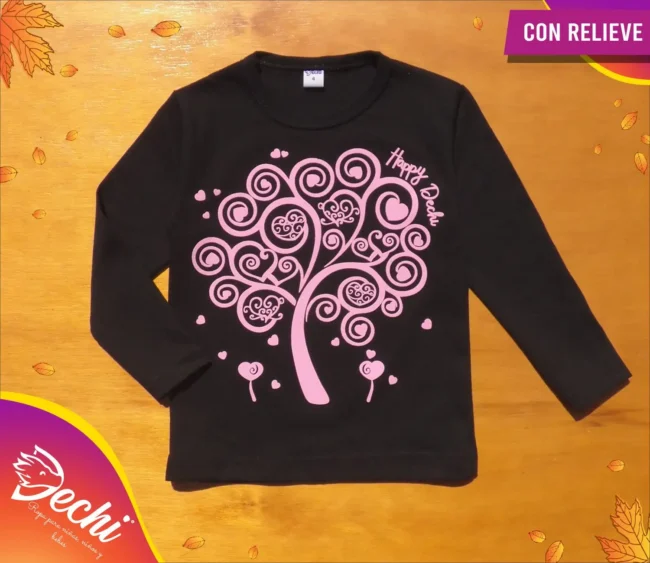 Ropa para bebe remera niña arbol negro fabrica mayorista