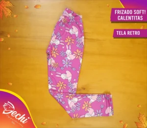 Ropa para niña calza termica frizado estampada rosa con conejitos