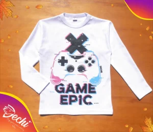 Ropa para niño remera nene epic game blanco fabrica mayorista