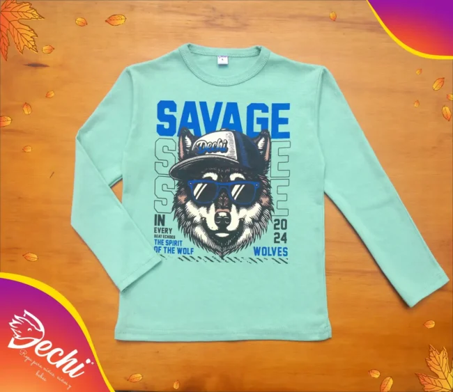Ropa para niño remera nene lobo verde fabrica mayorista 2025
