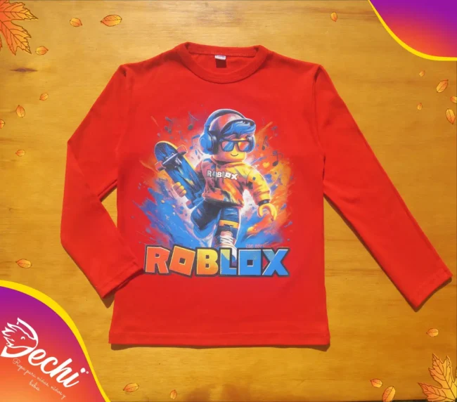 Ropa para niño remera nene roblx rojo fabrica mayorista 2025 3