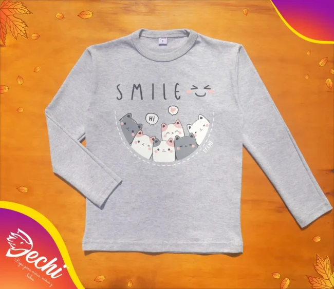 Ropa remera para niña o chicas gatos circulo gris fabrica mayorista