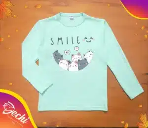 Ropa remera para niña o chicas gatos circulo verde fabrica mayorista