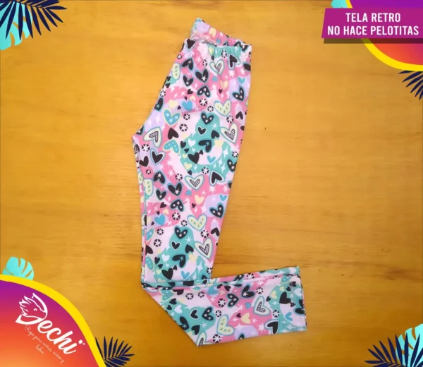 Calzas Corazon Celeste Lycra