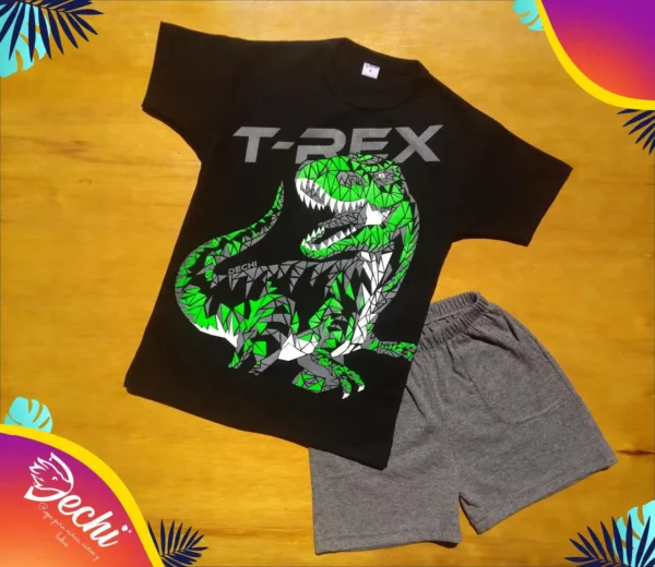 Remera Dinosaurio geometrico MC