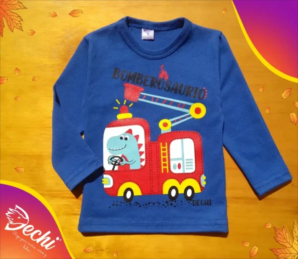 Remera dino bombero bebe ML