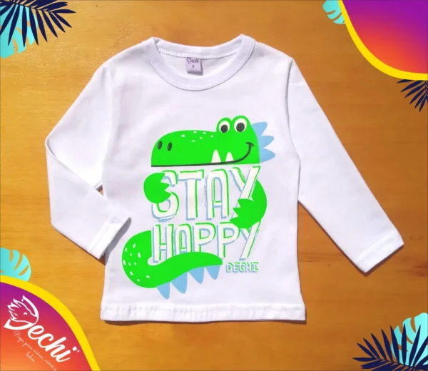 Remera dinosaurio stay happy ML