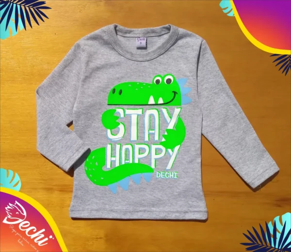 Remera dinosaurio stay happy ML