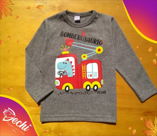 Remera dino bombero bebe ML