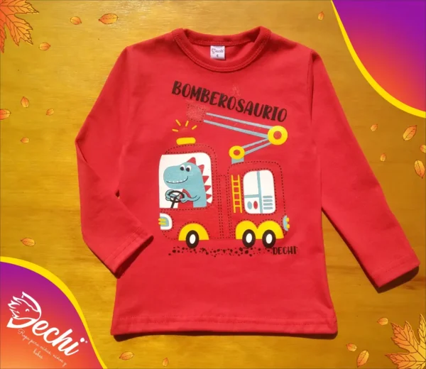 Remera dino bombero bebe ML
