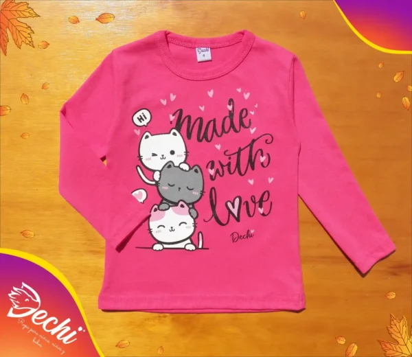 Remera Gatitos "Made with love" ML
